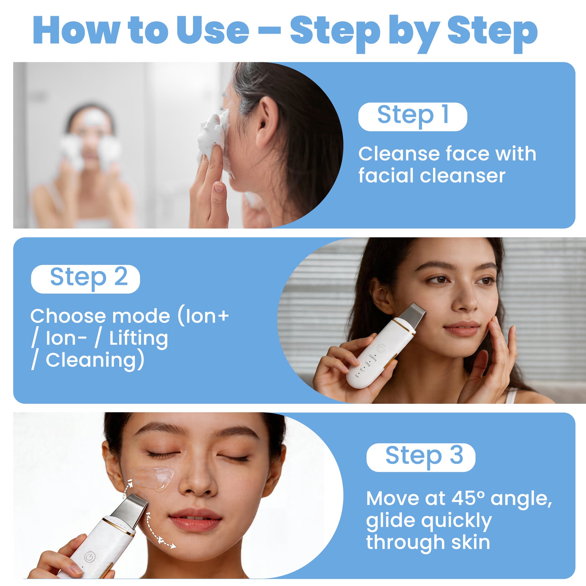 How to Use Facial Spatula Device from Ultrasonic Skin Scrubber