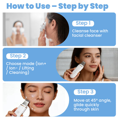 How to Use Facial Spatula Device from Ultrasonic Skin Scrubber